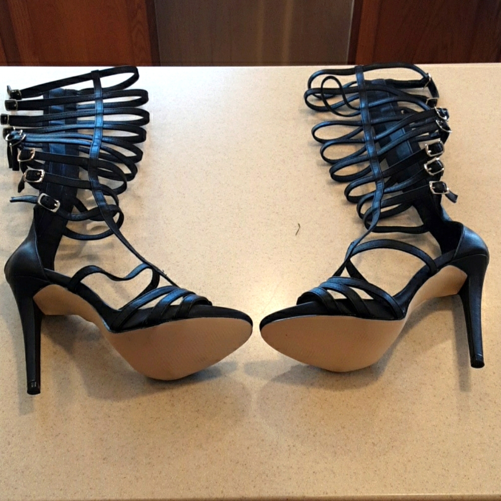 Black stiletto gladiator sandal